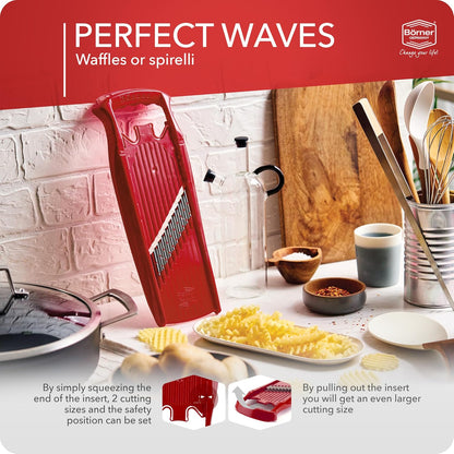 Wave-Waffle XXL PowerLine Crinkle Cut Vegetable Slicer (White) • Wavy Mandoline for Vegetables • Wave/Waffle/Crinkle Cut • Potato Slicer for Lattice Potatoes