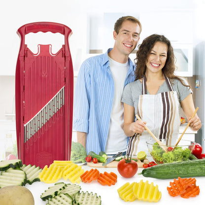 Wave-Waffle XXL PowerLine Crinkle Cut Vegetable Slicer (White) • Wavy Mandoline for Vegetables • Wave/Waffle/Crinkle Cut • Potato Slicer for Lattice Potatoes