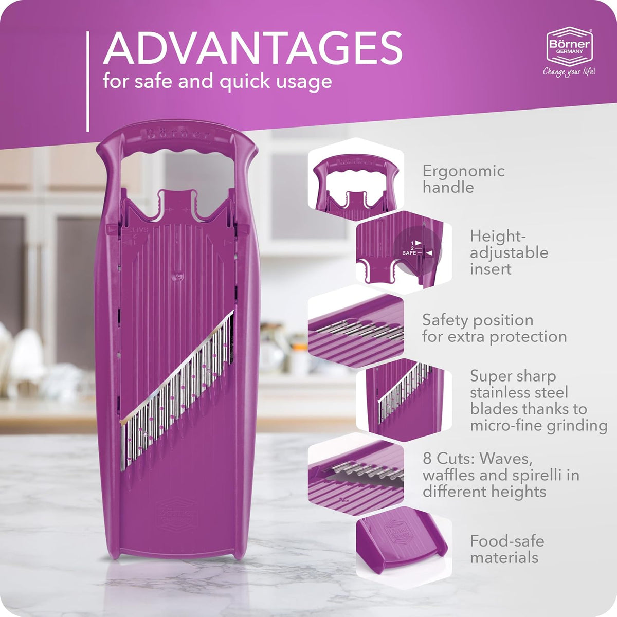 Wave-Waffle XXL PowerLine Crinkle Cut Vegetable Slicer (White) • Wavy Mandoline for Vegetables • Wave/Waffle/Crinkle Cut • Potato Slicer for Lattice Potatoes
