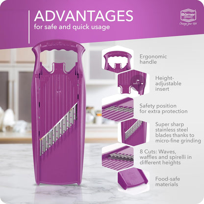 Wave-Waffle XXL PowerLine Crinkle Cut Vegetable Slicer (White) • Wavy Mandoline for Vegetables • Wave/Waffle/Crinkle Cut • Potato Slicer for Lattice Potatoes