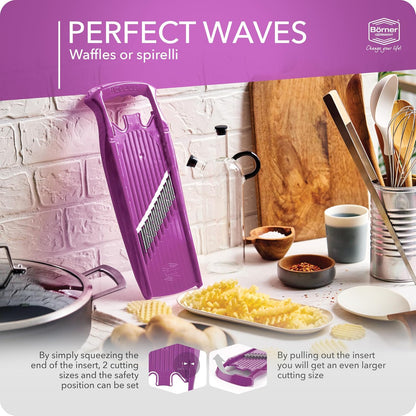 Wave-Waffle XXL PowerLine Crinkle Cut Vegetable Slicer (White) • Wavy Mandoline for Vegetables • Wave/Waffle/Crinkle Cut • Potato Slicer for Lattice Potatoes