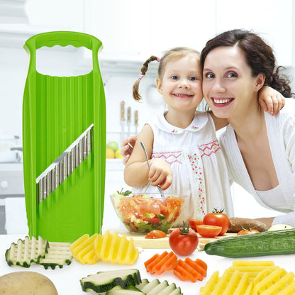 Wave-Waffle XXL PowerLine Crinkle Cut Vegetable Slicer (White) • Wavy Mandoline for Vegetables • Wave/Waffle/Crinkle Cut • Potato Slicer for Lattice Potatoes