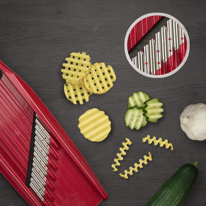 Wave-Waffle XXL PowerLine Crinkle Cut Vegetable Slicer (White) • Wavy Mandoline for Vegetables • Wave/Waffle/Crinkle Cut • Potato Slicer for Lattice Potatoes