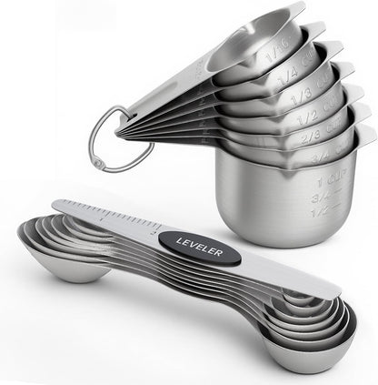 Set of 8 Magnetic Measuring Spoons, Stainless Steel, Dual Sided