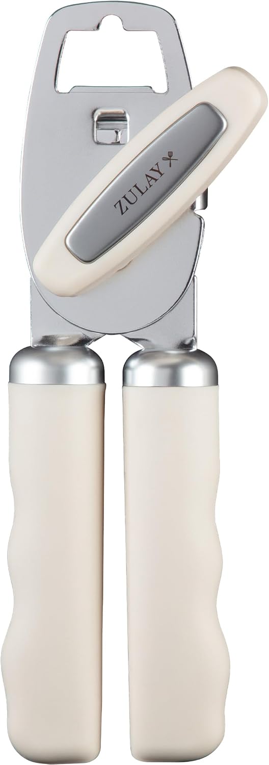 Heavy Duty Stainless Steel Can Opener Manual with Bottle Opener - Rust Proof Manual Can Opener With Turn Knob & Comfy Soft Grip Handles - Black - Colors B