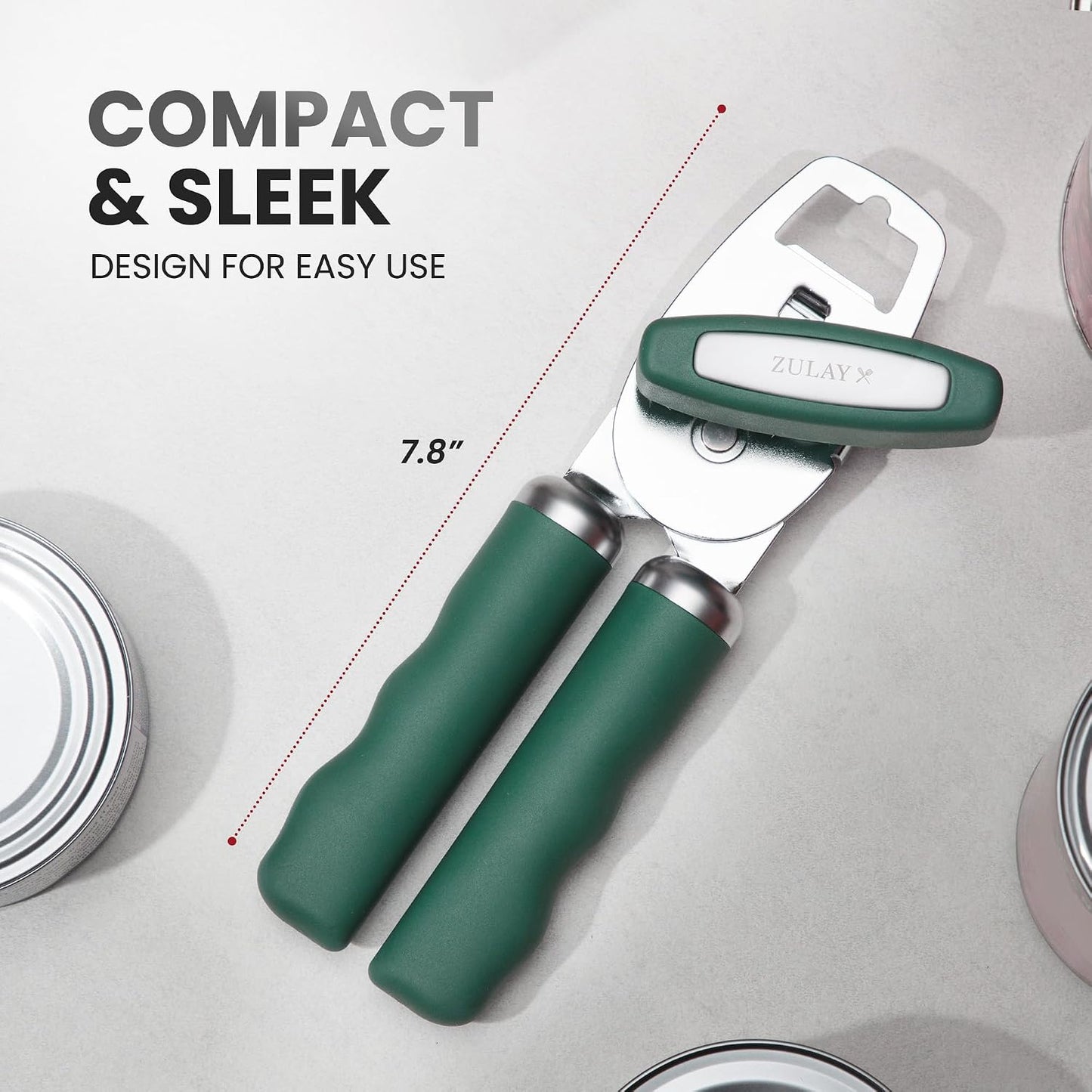 Heavy Duty Stainless Steel Can Opener Manual with Bottle Opener - Rust Proof Manual Can Opener With Turn Knob & Comfy Soft Grip Handles - Black - Colors B