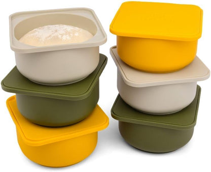 Pizza Dough Proofing Silicone Containers with Lids | Pizza Making Accessories | The Perfect Pizza | Set of 6 | Multi Yellow (2 Dough, 2 Olive, 2 Yellow) | Original Size (make 12" Pizzas)