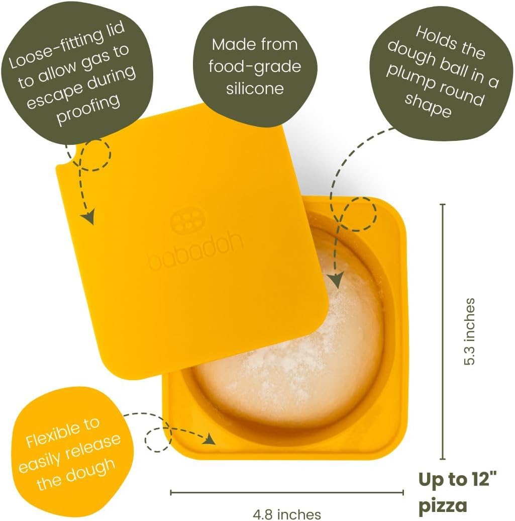Pizza Dough Proofing Silicone Containers with Lids | Pizza Making Accessories | The Perfect Pizza | Set of 6 | Multi Yellow (2 Dough, 2 Olive, 2 Yellow) | Original Size (make 12" Pizzas)