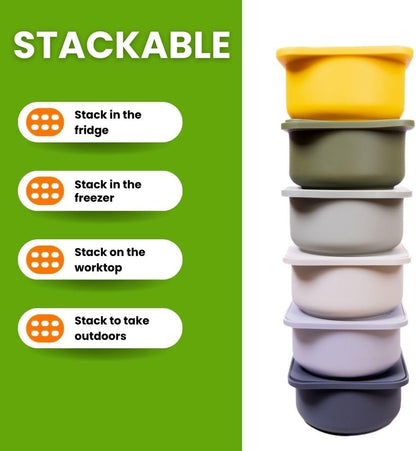 Pizza Dough Proofing Silicone Containers with Lids | Pizza Making Accessories | The Perfect Pizza | Set of 6 | Multi Yellow (2 Dough, 2 Olive, 2 Yellow) | Original Size (make 12" Pizzas)