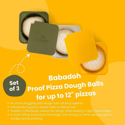 Pizza Dough Proofing Silicone Containers with Lids | Pizza Making Accessories | The Perfect Pizza | Set of 6 | Multi Yellow (2 Dough, 2 Olive, 2 Yellow) | Original Size (make 12" Pizzas)