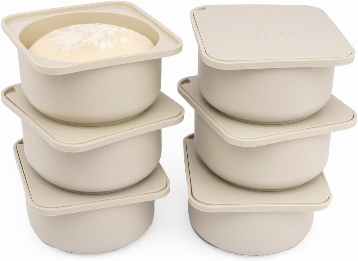 Pizza Dough Proofing Silicone Containers with Lids | Pizza Making Accessories | The Perfect Pizza | Set of 6 | Multi Yellow (2 Dough, 2 Olive, 2 Yellow) | Original Size (make 12" Pizzas)