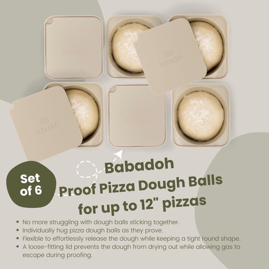 Pizza Dough Proofing Silicone Containers with Lids | Pizza Making Accessories | The Perfect Pizza | Set of 6 | Multi Yellow (2 Dough, 2 Olive, 2 Yellow) | Original Size (make 12" Pizzas)
