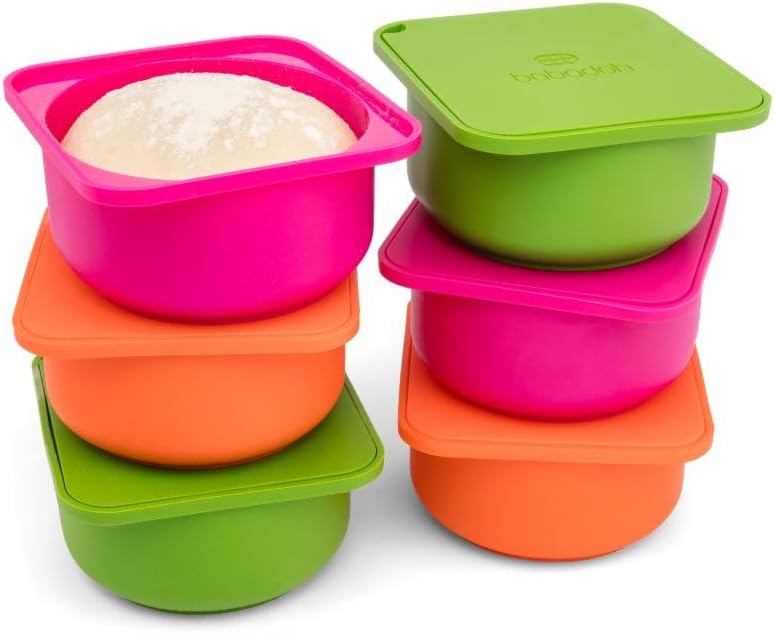 Pizza Dough Proofing Silicone Containers with Lids | Pizza Making Accessories | The Perfect Pizza | Set of 6 | Multi Yellow (2 Dough, 2 Olive, 2 Yellow) | Original Size (make 12" Pizzas)