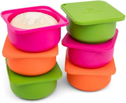 Pizza Dough Proofing Silicone Containers with Lids | Pizza Making Accessories | The Perfect Pizza | Set of 6 | Multi Yellow (2 Dough, 2 Olive, 2 Yellow) | Original Size (make 12" Pizzas)