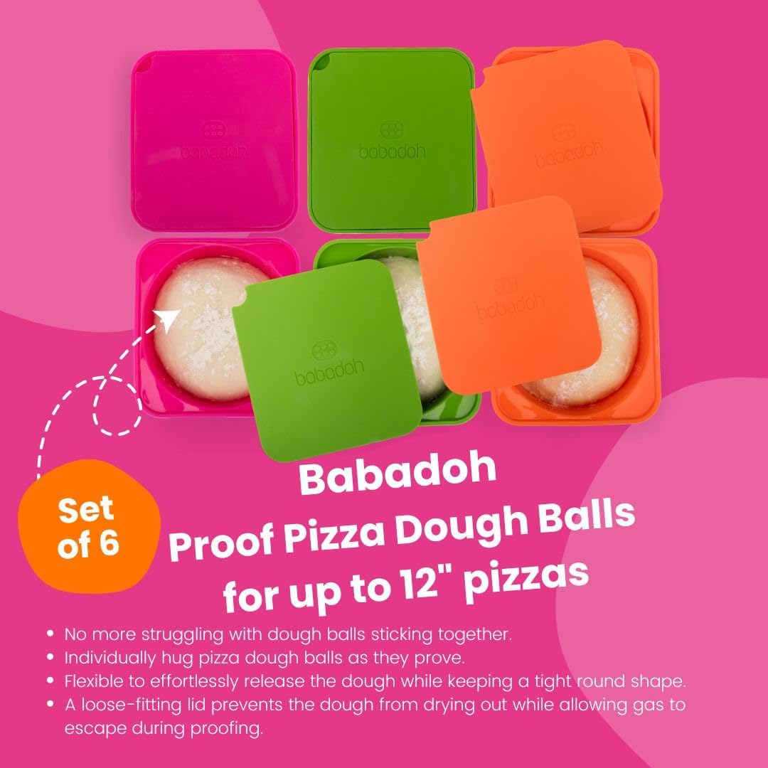Pizza Dough Proofing Silicone Containers with Lids | Pizza Making Accessories | The Perfect Pizza | Set of 6 | Multi Yellow (2 Dough, 2 Olive, 2 Yellow) | Original Size (make 12" Pizzas)