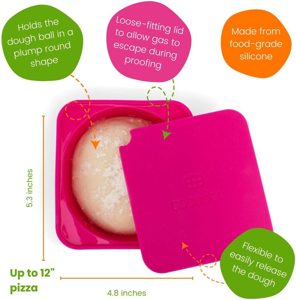 Pizza Dough Proofing Silicone Containers with Lids | Pizza Making Accessories | The Perfect Pizza | Set of 6 | Multi Yellow (2 Dough, 2 Olive, 2 Yellow) | Original Size (make 12" Pizzas)
