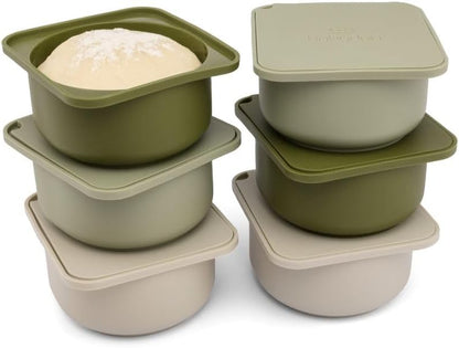 Pizza Dough Proofing Silicone Containers with Lids | Pizza Making Accessories | The Perfect Pizza | Set of 6 | Multi Yellow (2 Dough, 2 Olive, 2 Yellow) | Original Size (make 12" Pizzas)