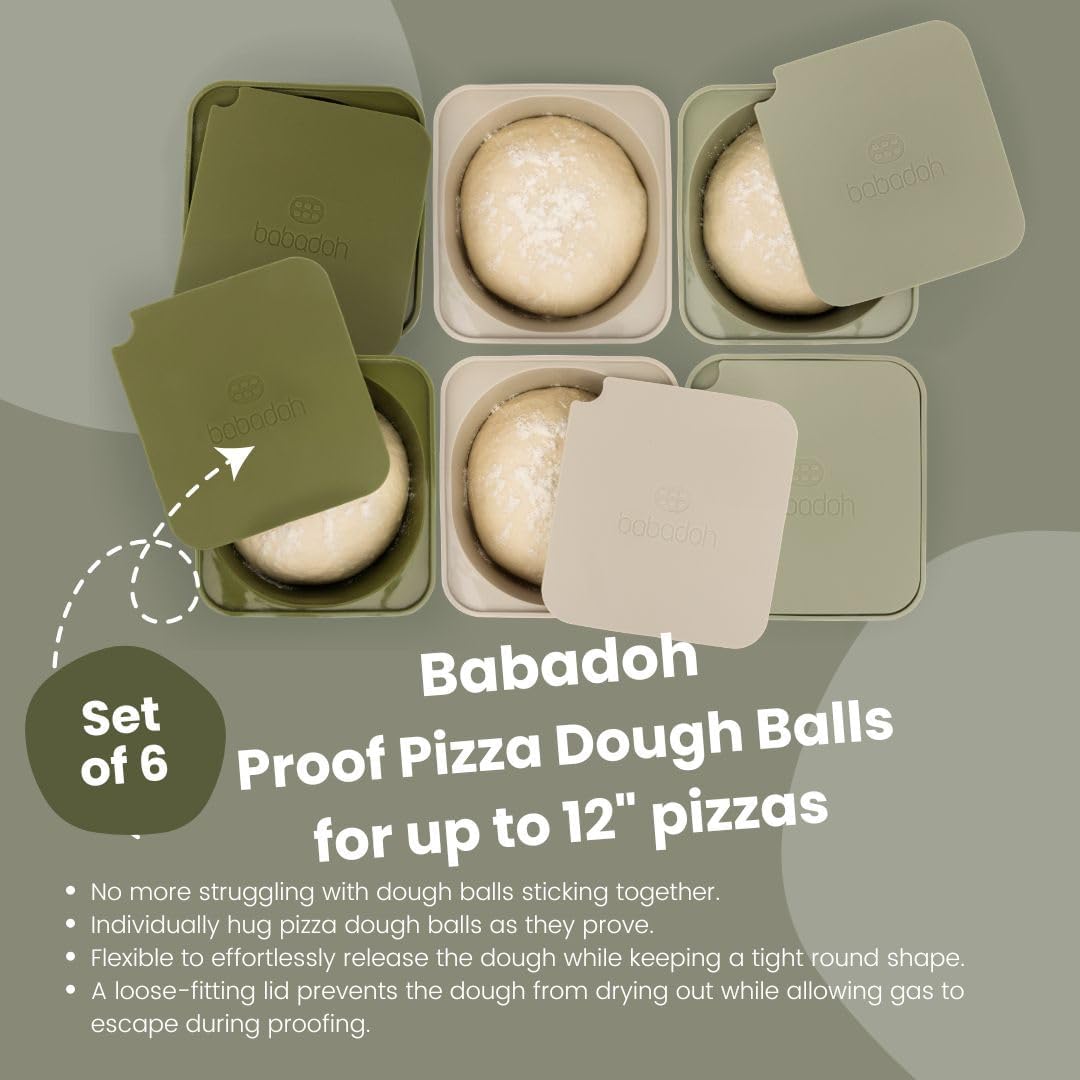 Pizza Dough Proofing Silicone Containers with Lids | Pizza Making Accessories | The Perfect Pizza | Set of 6 | Multi Yellow (2 Dough, 2 Olive, 2 Yellow) | Original Size (make 12" Pizzas)