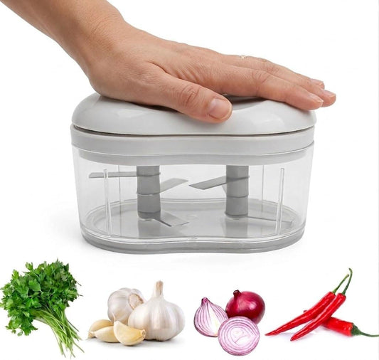 Garlic Dicer Push Chopper, Manual Hand Press Picador De Ajo, Food Mincer Cutter Slicer for Onion Vegetable Chili Peppers Fruits, Small Portable Handheld Easy Processor Shredder for Household Kitchen