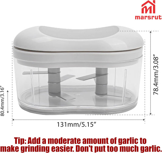 Garlic Dicer Push Chopper, Manual Hand Press Picador De Ajo, Food Mincer Cutter Slicer for Onion Vegetable Chili Peppers Fruits, Small Portable Handheld Easy Processor Shredder for Household Kitchen