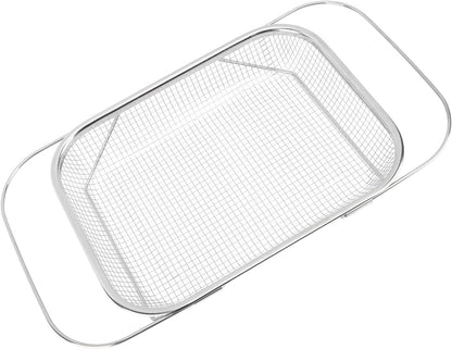 Colander Strainer, Stainless Steel Over The Sink Strainer Basket with Handles, Fine Mesh for Draining Pasta and Fruits, Efficient Kitchen Essential for Food Lovers (Silver)