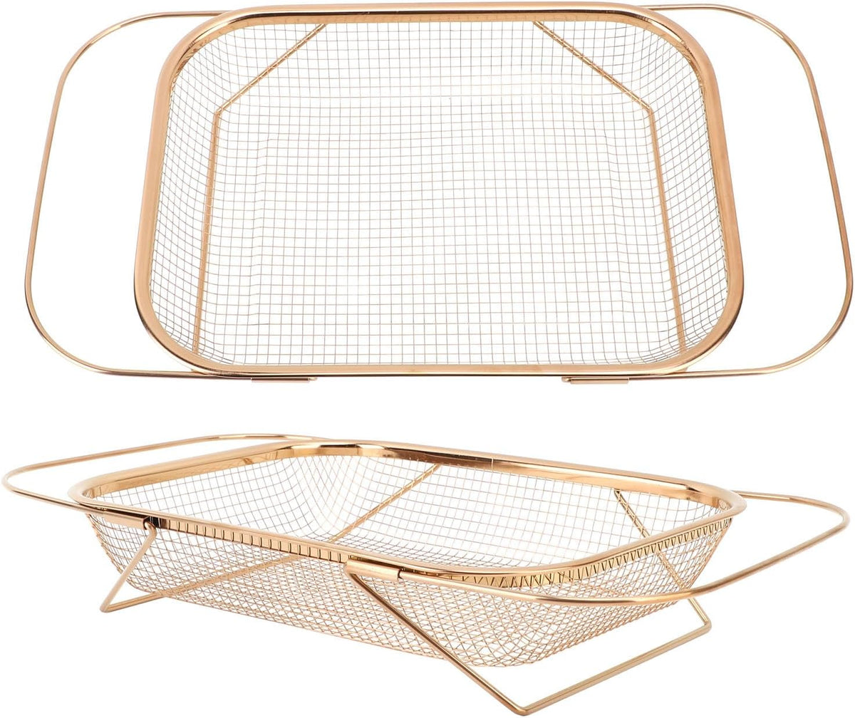 Colander Strainer, Stainless Steel Over The Sink Strainer Basket with Handles, Fine Mesh for Draining Pasta and Fruits, Efficient Kitchen Essential for Food Lovers (Silver)