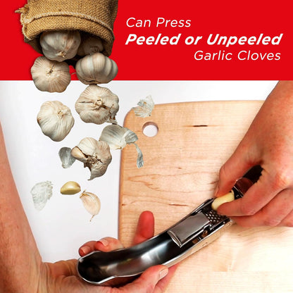 Epicurean Garlic Press, Stainless Steel, 6.5 x 1 x 1.5 inches, Silver