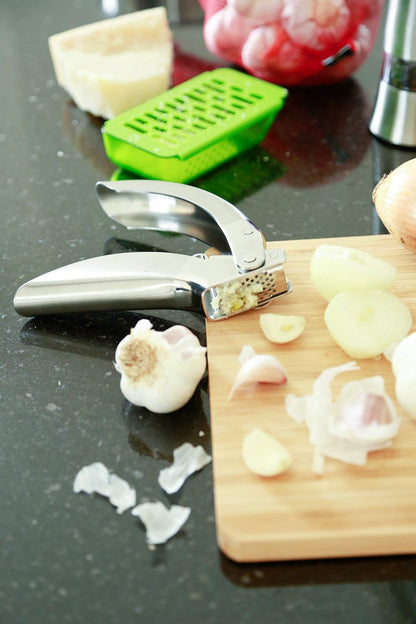 Epicurean Garlic Press, Stainless Steel, 6.5 x 1 x 1.5 inches, Silver