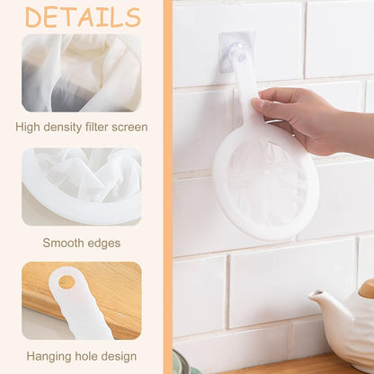 Fine Mesh Strainer with Handle, Nylon Filter Sieve for Kitchen Use, Ideal for Coffee Soy Milk Yogurt Juice Filtering (200Mesh-1PCS)