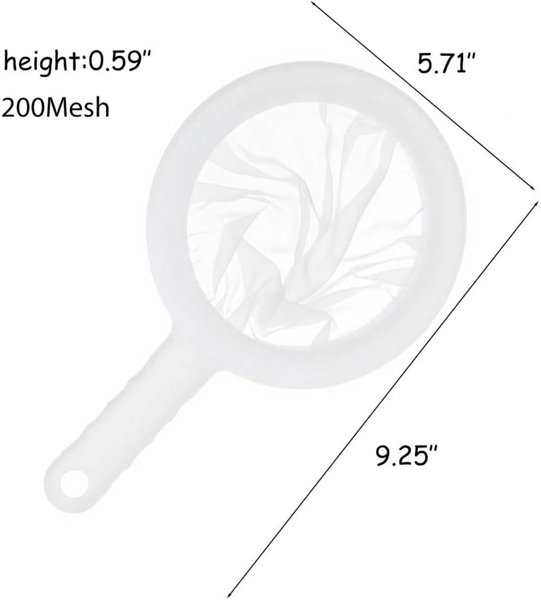 Fine Mesh Strainer with Handle, Nylon Filter Sieve for Kitchen Use, Ideal for Coffee Soy Milk Yogurt Juice Filtering (200Mesh-1PCS)