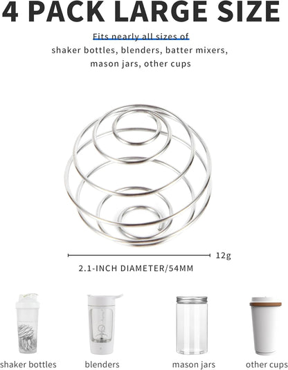 2 Pack Stainless Steel Shaker Ball for Protein Shakes, Wire Whisk Mixer Balls for Shaker Bottles, Fast & Smooth Mixing (2)