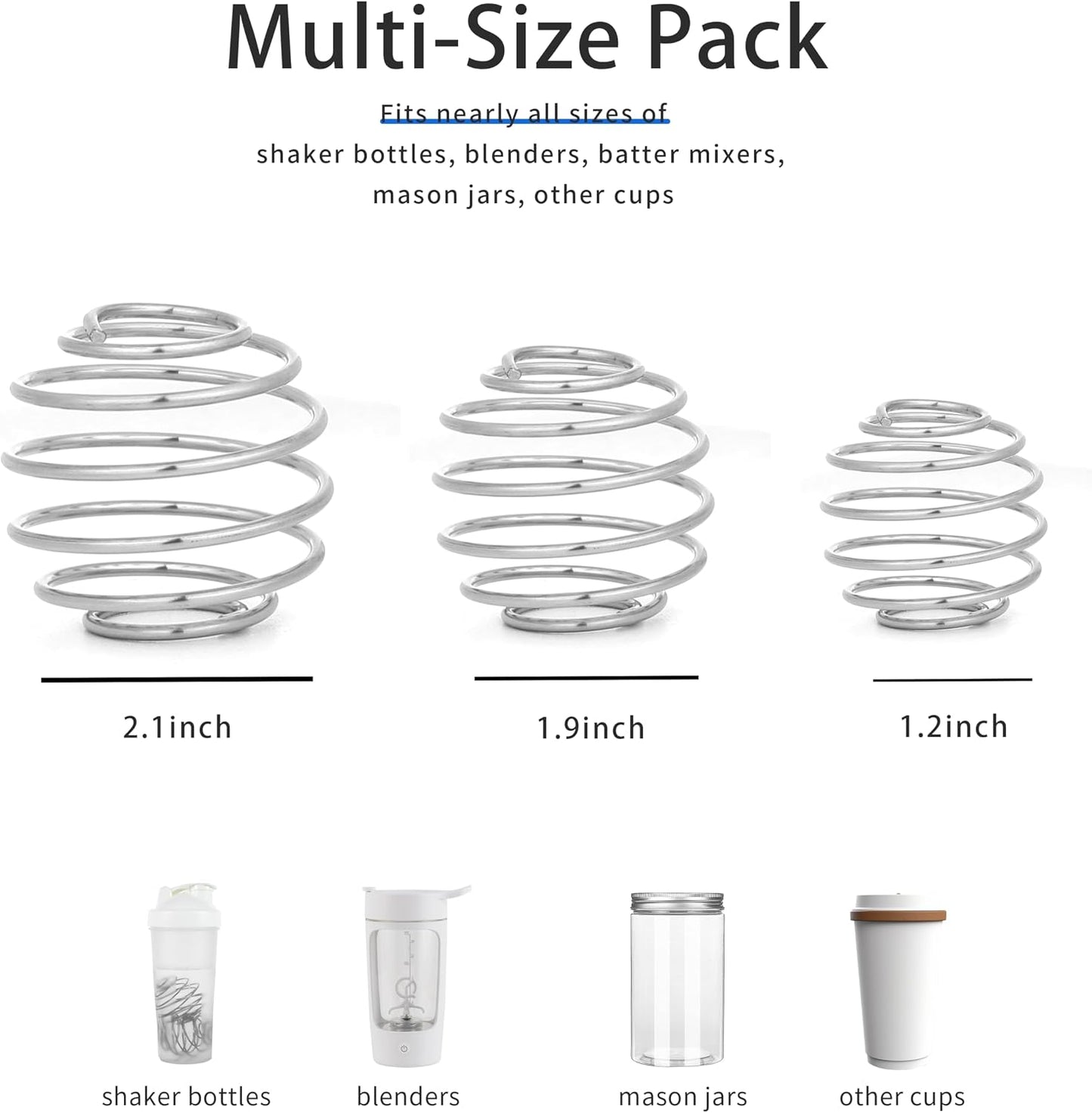 2 Pack Stainless Steel Shaker Ball for Protein Shakes, Wire Whisk Mixer Balls for Shaker Bottles, Fast & Smooth Mixing (2)