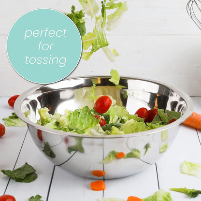 Stainless Steel Mixing Bowls Set, 5-Piece Meal Prep & Food Storage