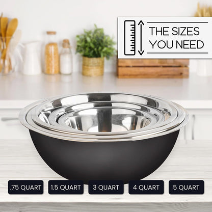 Stainless Steel Mixing Bowls Set, 5-Piece Meal Prep & Food Storage