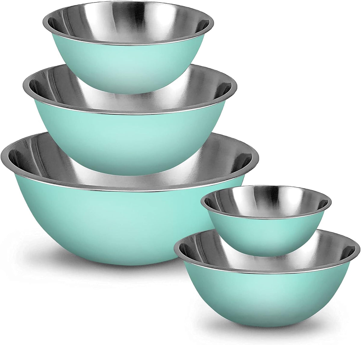 Stainless Steel Mixing Bowls Set, 5-Piece Meal Prep & Food Storage