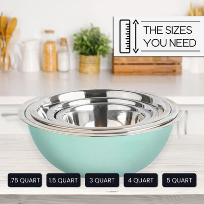 Stainless Steel Mixing Bowls Set, 5-Piece Meal Prep & Food Storage