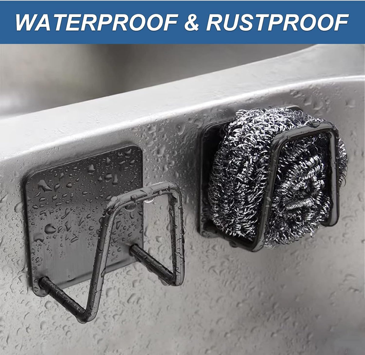 2Pcs Sponge Holder for Kitchen Sink，Strong Adhesive Small Sponge Holder，Sink Holder for Brush and Sponge，Premium Rustproof SUS304 Stainless Steel Rust Proof Waterproof (Silver)