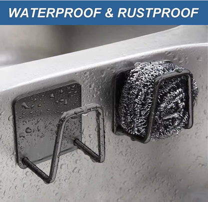 2Pcs Sponge Holder for Kitchen Sink，Strong Adhesive Small Sponge Holder，Sink Holder for Brush and Sponge，Premium Rustproof SUS304 Stainless Steel Rust Proof Waterproof (Silver)