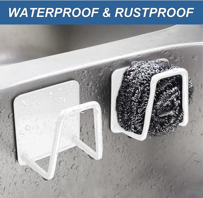 2Pcs Sponge Holder for Kitchen Sink，Strong Adhesive Small Sponge Holder，Sink Holder for Brush and Sponge，Premium Rustproof SUS304 Stainless Steel Rust Proof Waterproof (Silver)
