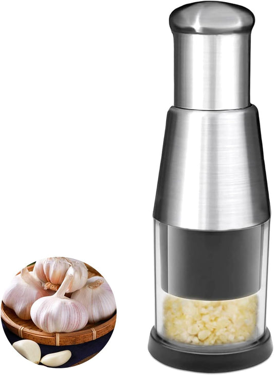 Manual Pressed Chopper,Mini Dicer Food Chopper,Multifunctional Manual Garlic Press,Stainless Steel Hand Food Chopper for Mincing Garlic Press Stainless Steel,1 PCS