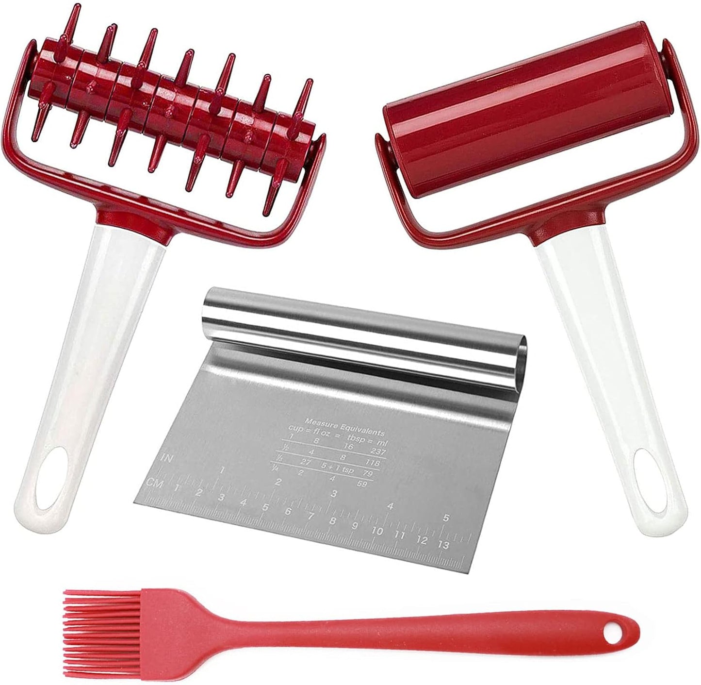 3 pcs Pizza Tool Set Including Pastry Pizza Roller, Pizza Dough Docker that Time-Saving and Dough Cutter (3 pcs)