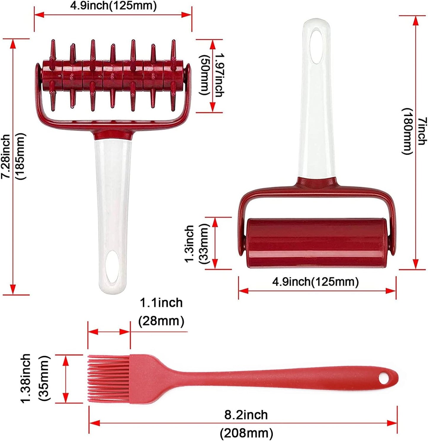 3 pcs Pizza Tool Set Including Pastry Pizza Roller, Pizza Dough Docker that Time-Saving and Dough Cutter (3 pcs)