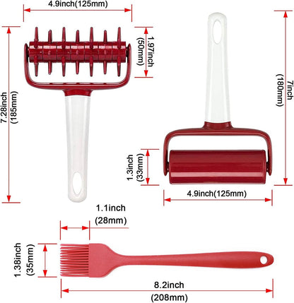 3 pcs Pizza Tool Set Including Pastry Pizza Roller, Pizza Dough Docker that Time-Saving and Dough Cutter (3 pcs)