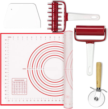 3 pcs Pizza Tool Set Including Pastry Pizza Roller, Pizza Dough Docker that Time-Saving and Dough Cutter (3 pcs)