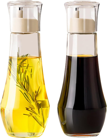 Diamond Olive Oil Dispenser Bottle,Oil and Vinegar Dispenser for kitchen,Elegant Glass Cooking Oil Dispenser,Dispenser Bottle of 10 OZ - Set of 2