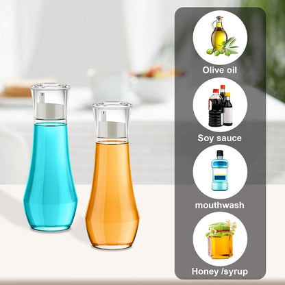 Diamond Olive Oil Dispenser Bottle,Oil and Vinegar Dispenser for kitchen,Elegant Glass Cooking Oil Dispenser,Dispenser Bottle of 10 OZ - Set of 2