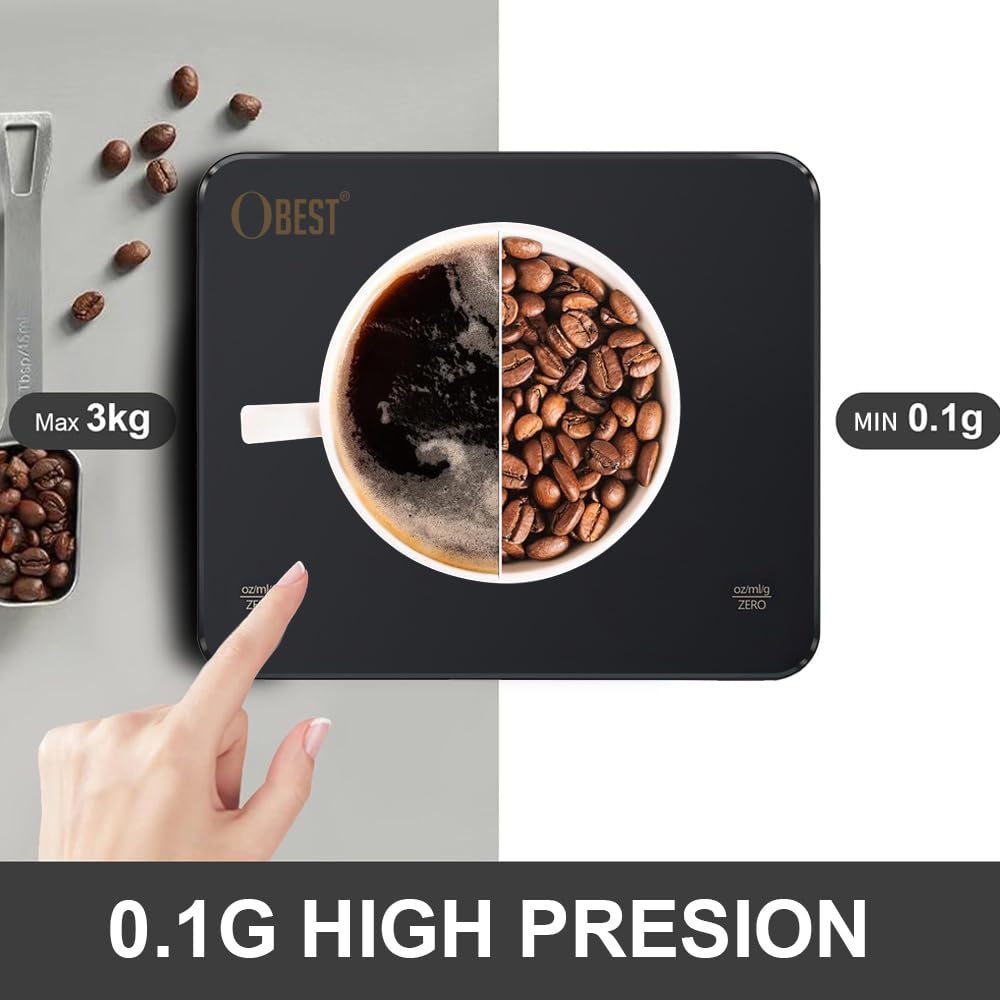 Mini Coffee Scale with Timer, Rechargeable Espresso Scale with Type-C