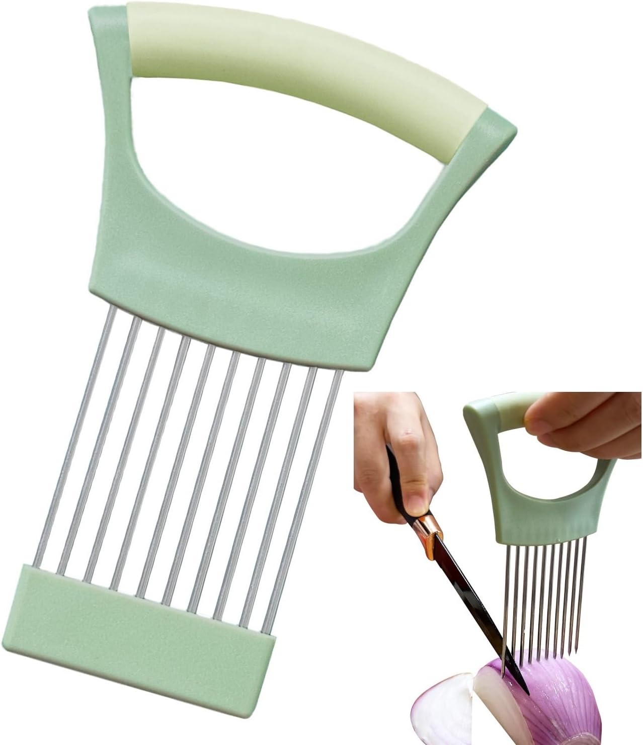 Onion Holder for Slicing | Kitchen Chopper Assistant Tool, Vegetable Cutter with Protective Cover, For Tomato, Lemon, Potato, Egg, Food Slice Assistant