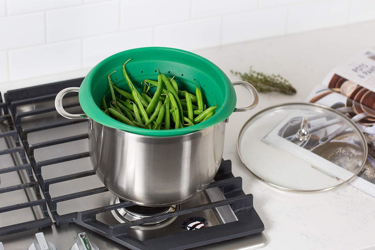 4-Quart Silicone Collapsible Colander - Green