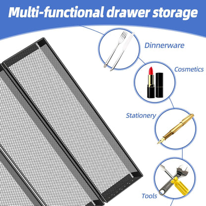 Silverware Drawer Organizer, 8 Pack Utensil Organizer for Kitchen Drawers, Metal Storage for Spoons Forks Knives (12.2 * 3.2 * 2.1 Inches, Black)
